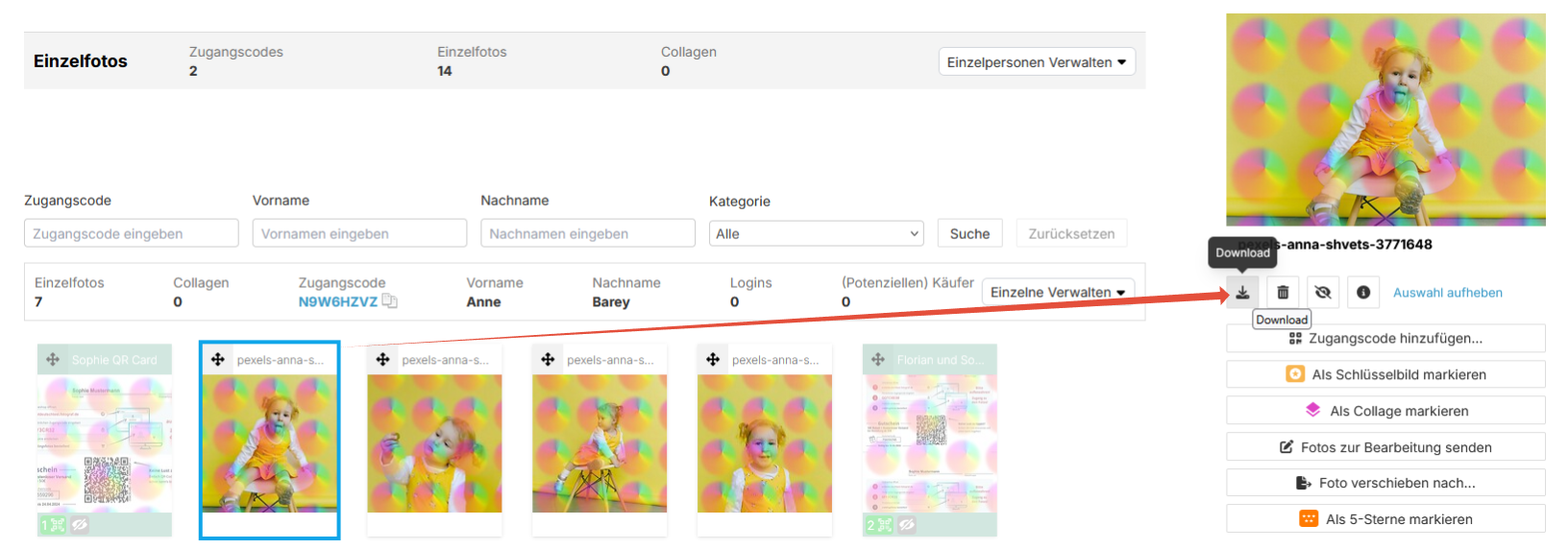 Einzelnes Foto herunterladen