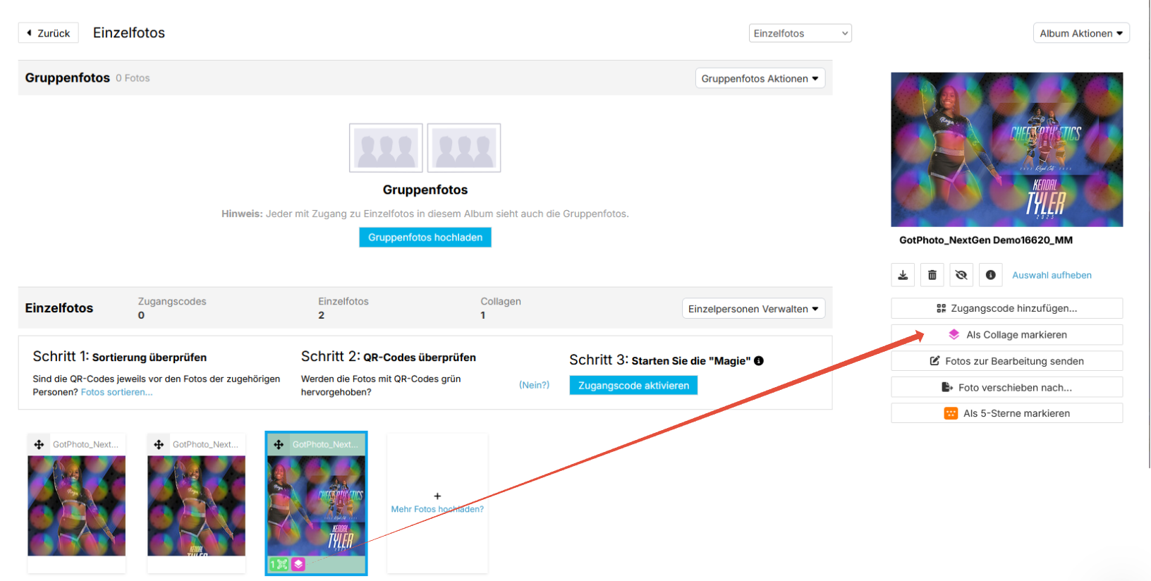 Foto als Collage markieren