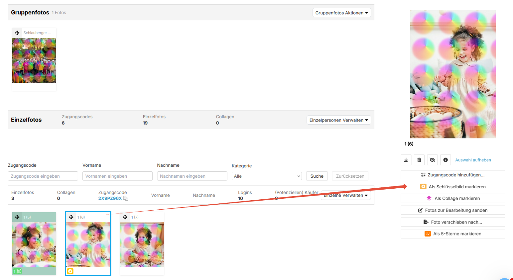 Foto als Schlüsselbild markieren