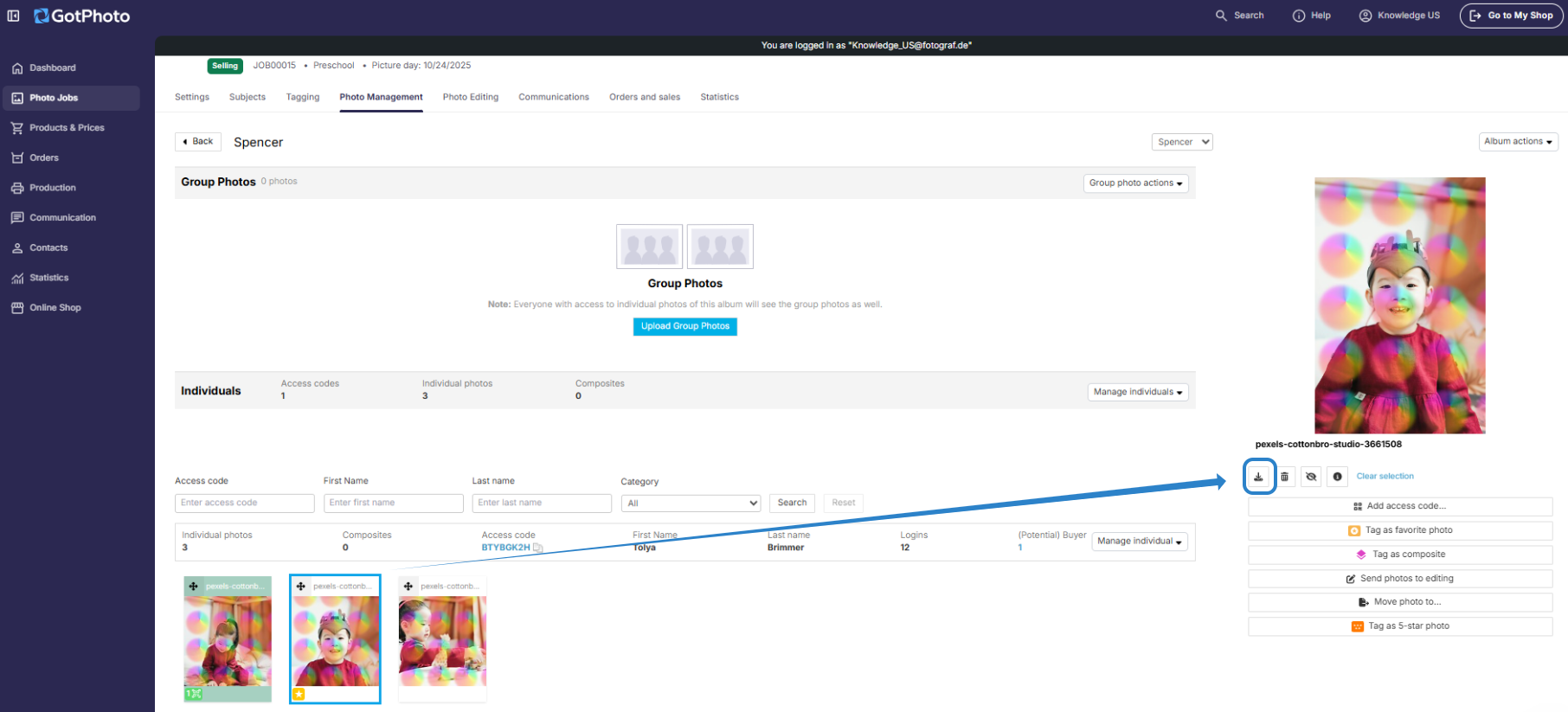 Screenshot showing the download button.