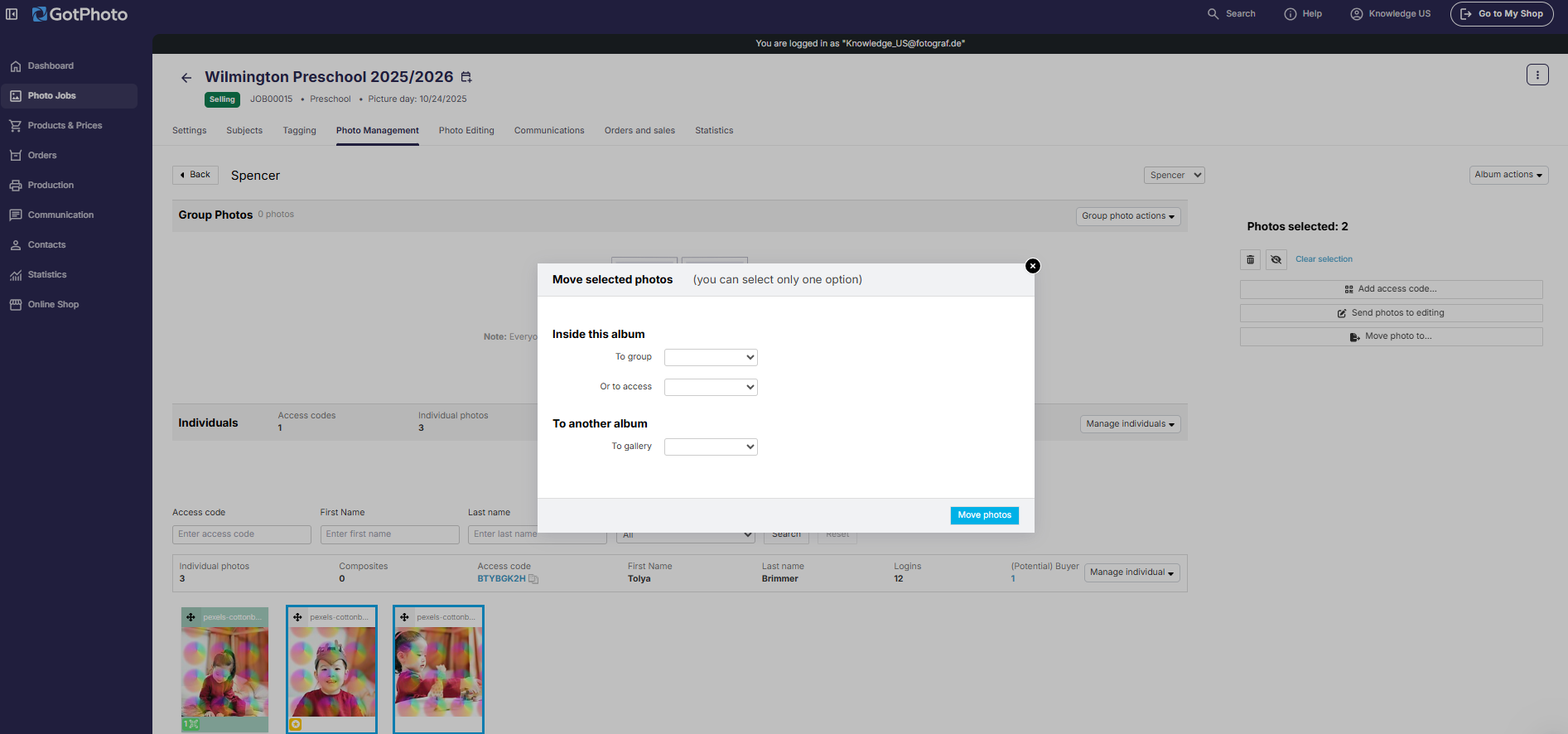 Screenshot showing details on how to move photos.