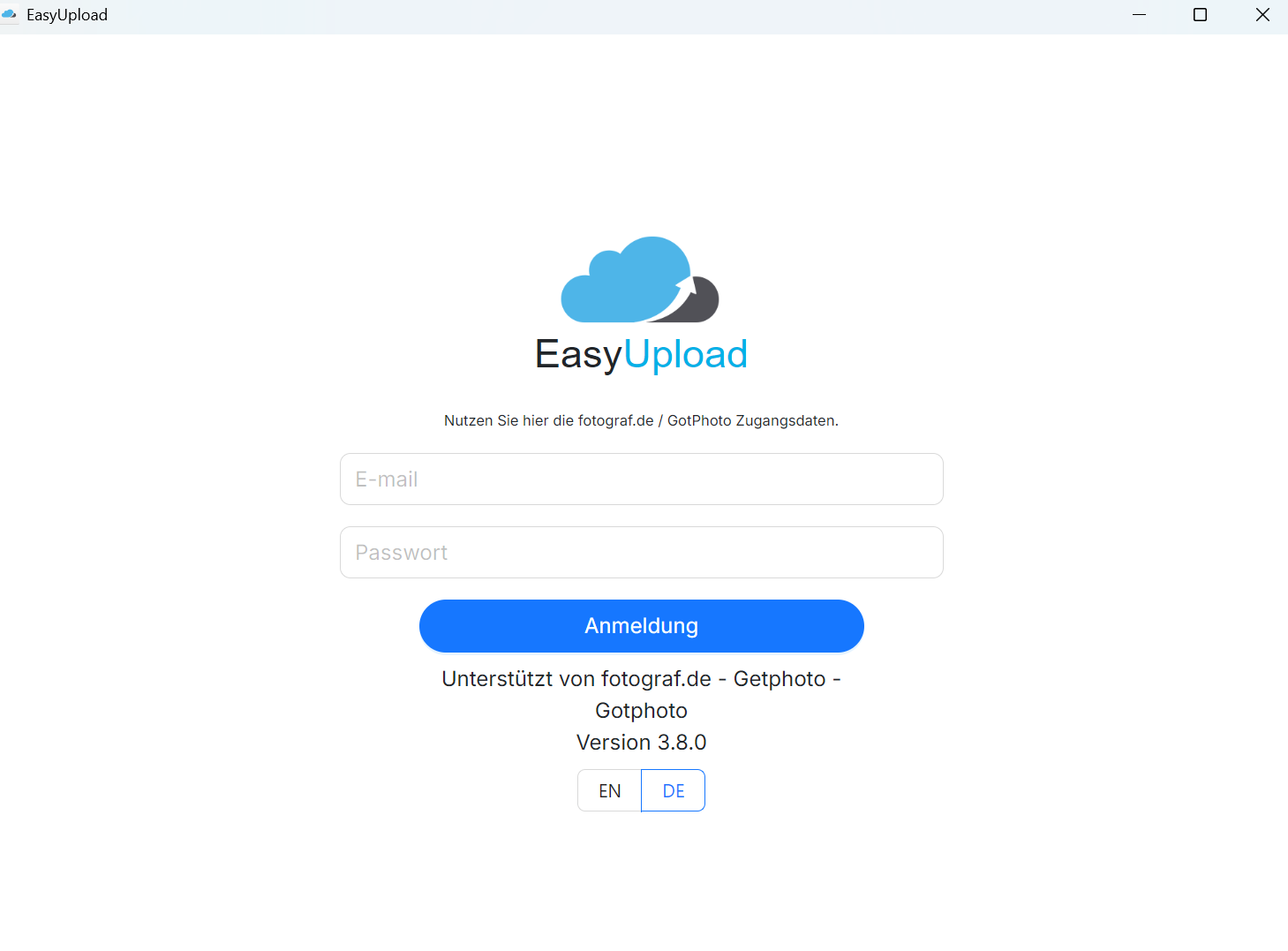 Login-Bereich von EasyUpload