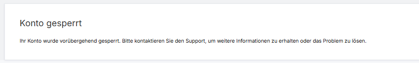 Hinweis: Konto gesperrt