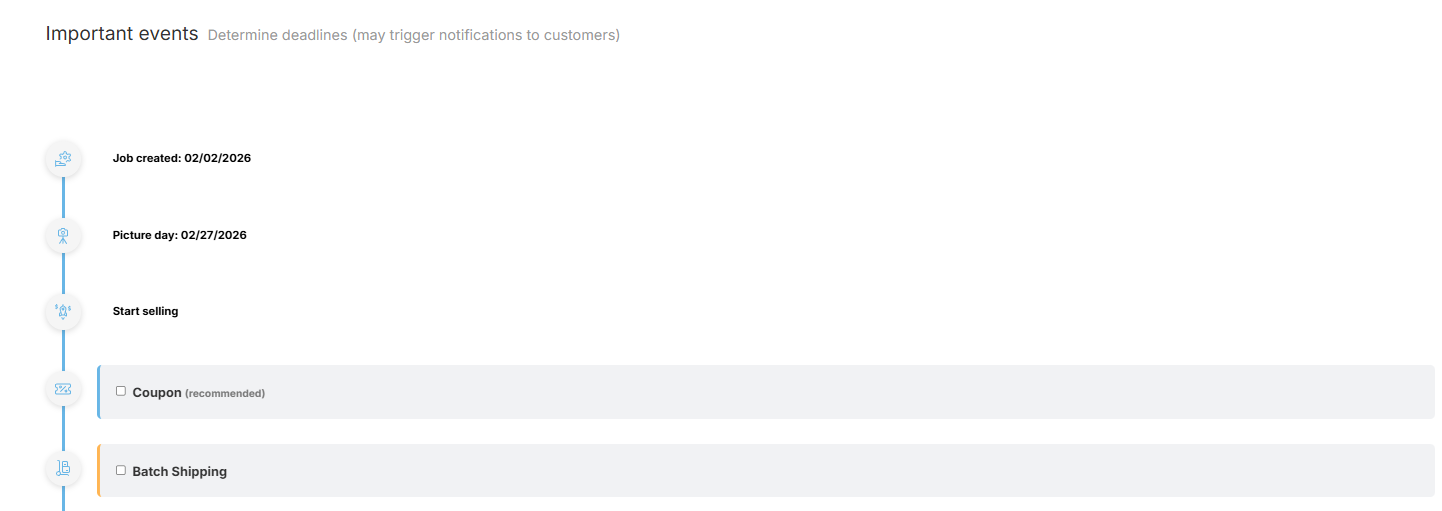 Photo job view:  Important events