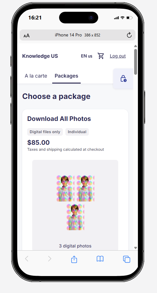 Shop view showing download all followed by packages from highest to lowest price