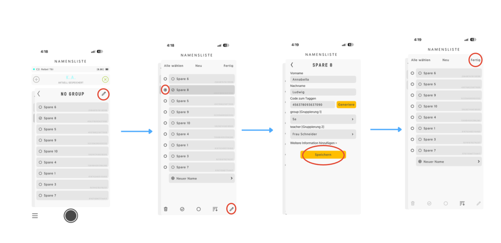 Ersatzsubjekt auswählen und offline bearbeiten