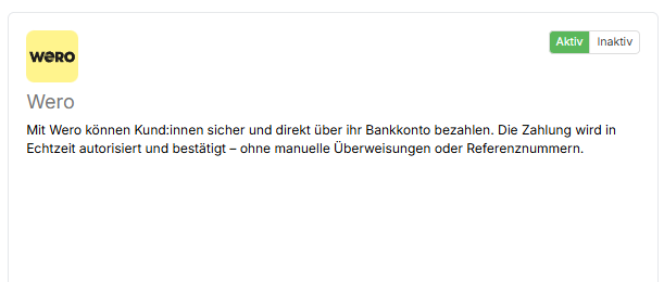 Wero Ansicht in deinem Konto
