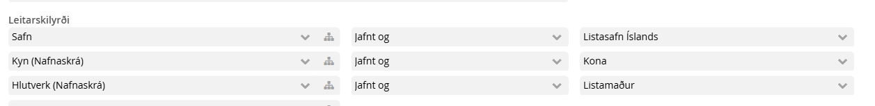 Dæmi um leit eftir kyni
