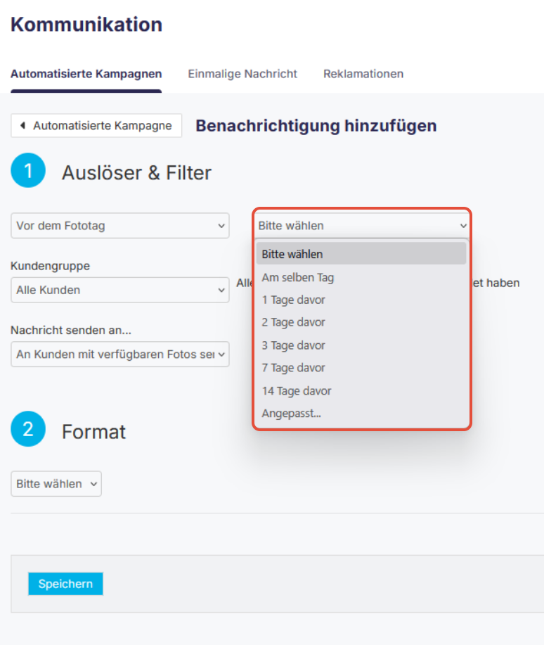 Anzahl der Tage auswählen