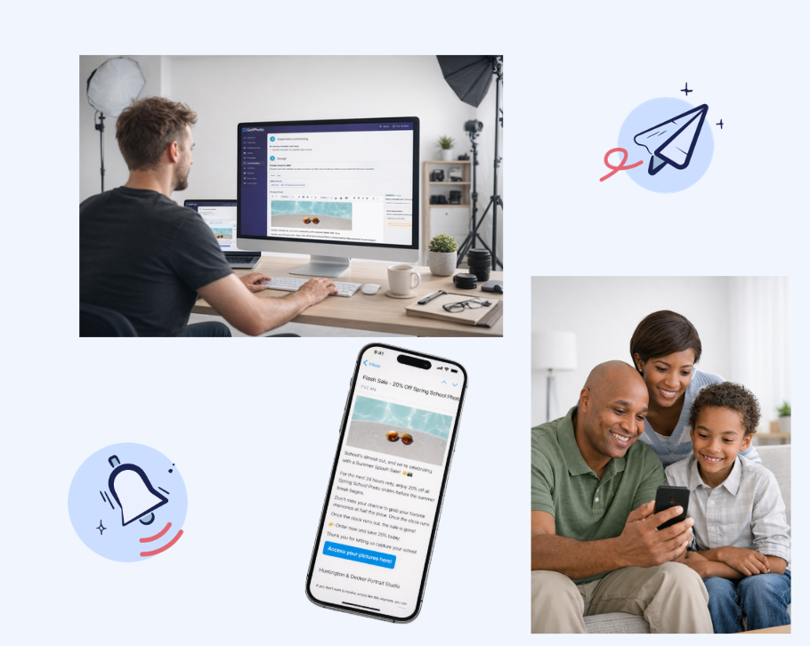 Screenshot showing communication and outreach settings used to schedule and manage customer messaging.