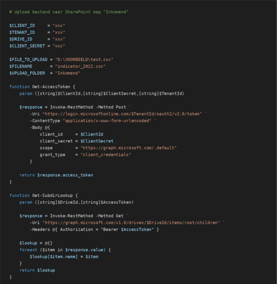 Voorbeeldscript Powershell