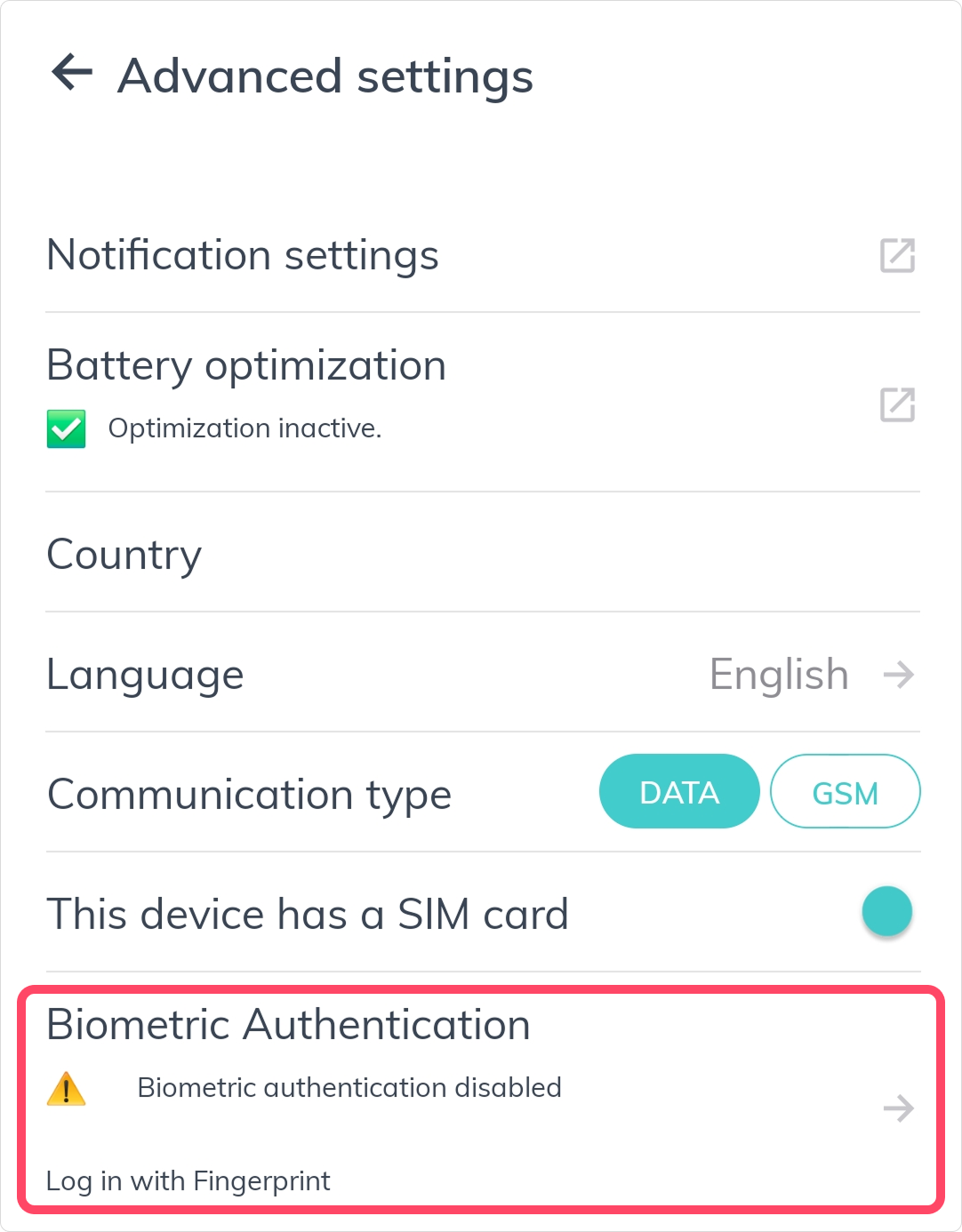 The bOnline mobile app showing the biometric authentication prompt on the login screen.