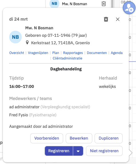 Detailscherm met de knop Voorbereiden