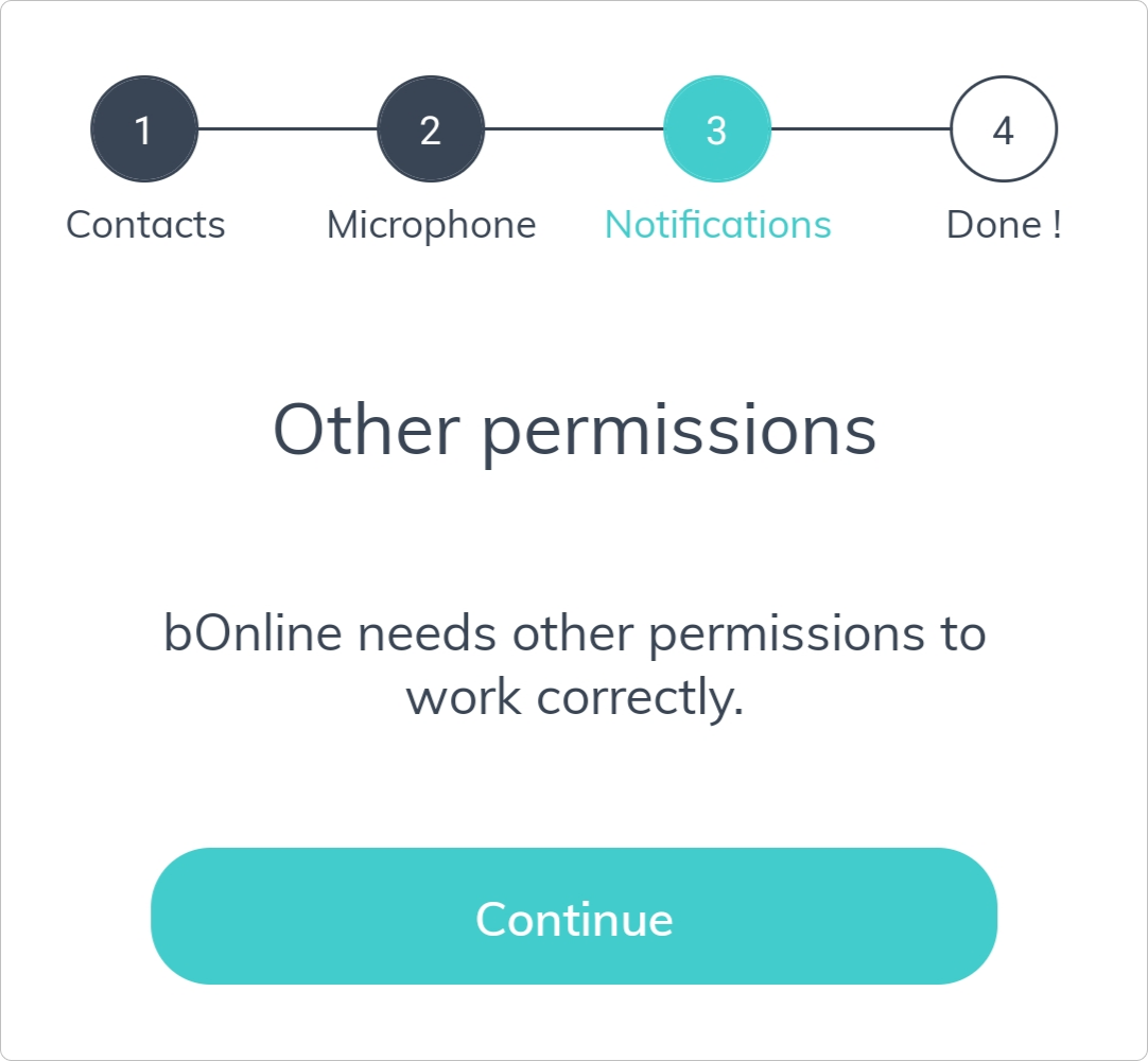 The bOnline mobile app notifications permission screen on Android.