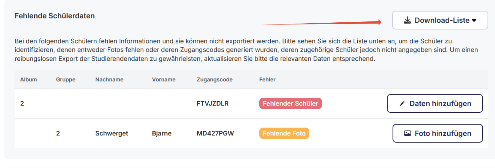 Download fehlende Schüler