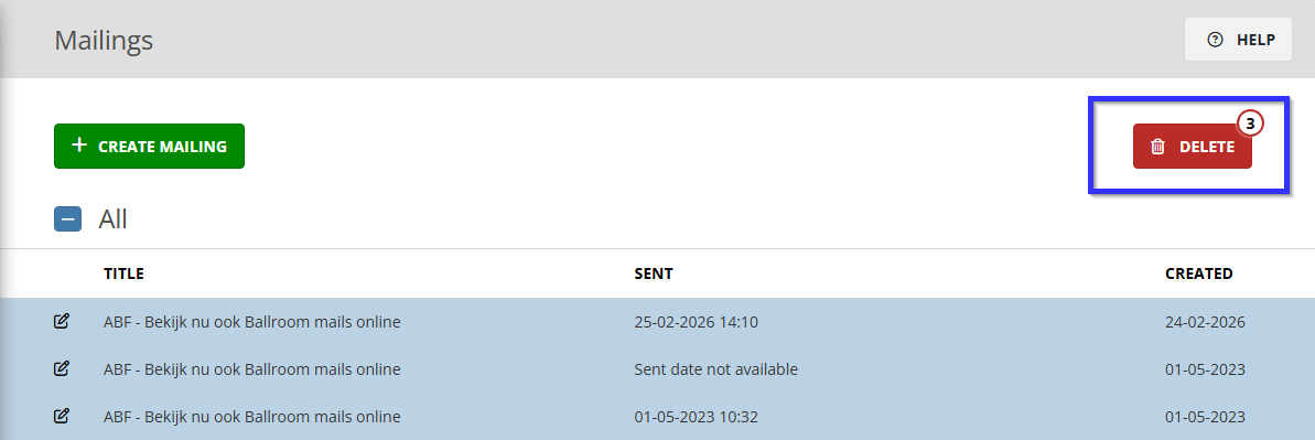 Het verwijderen van een item