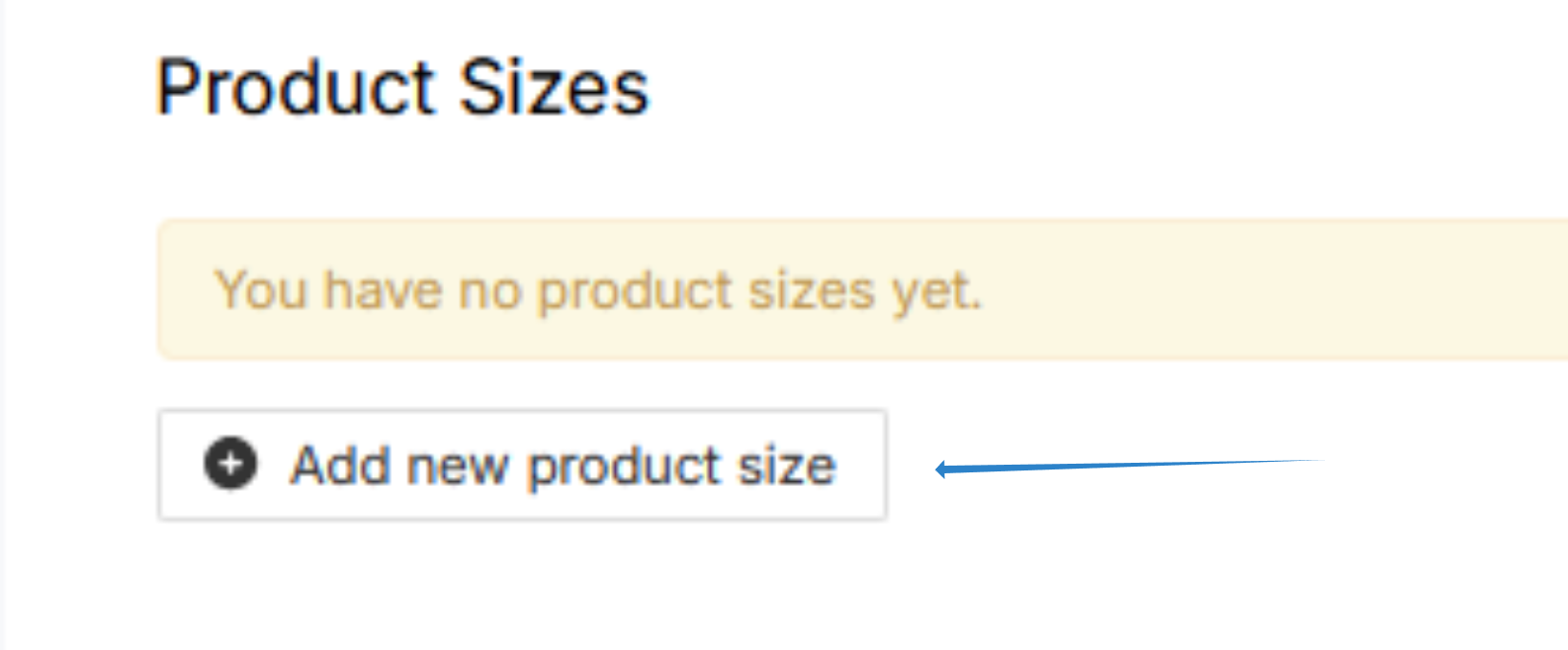 Add new product size button