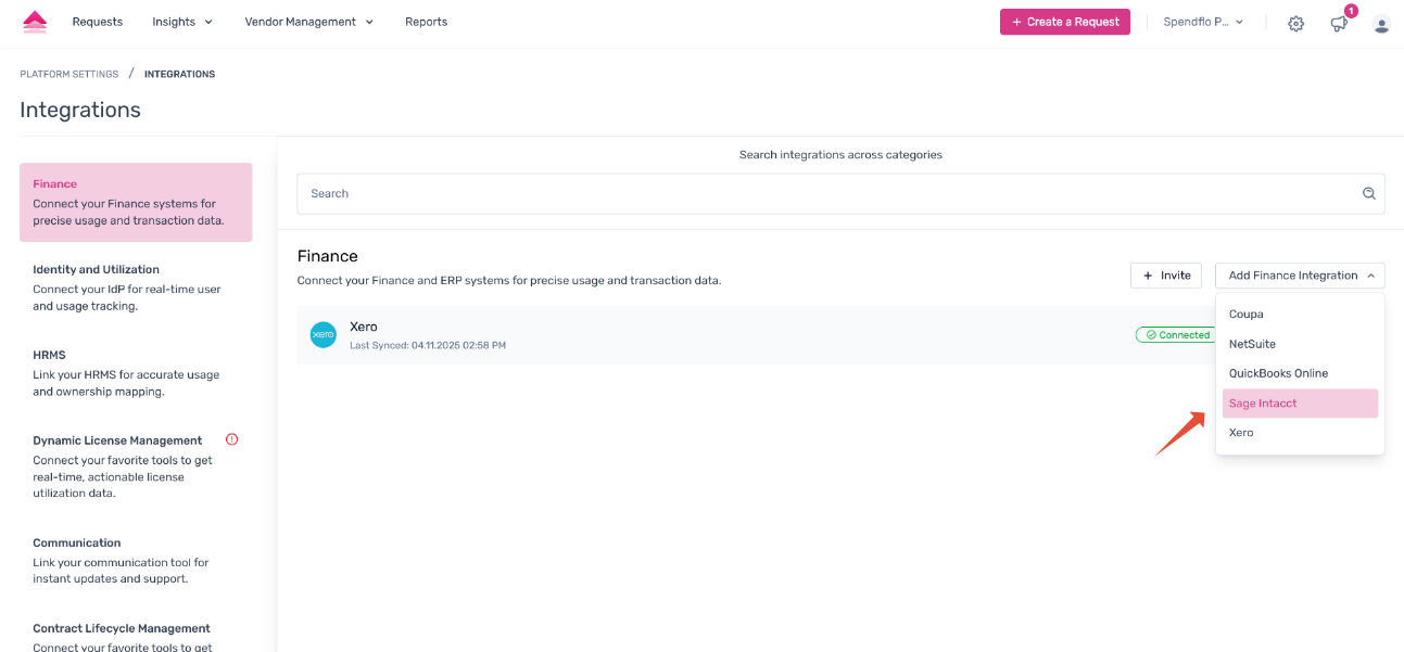 Spendflo – Sage Intacct on the Integrations page
