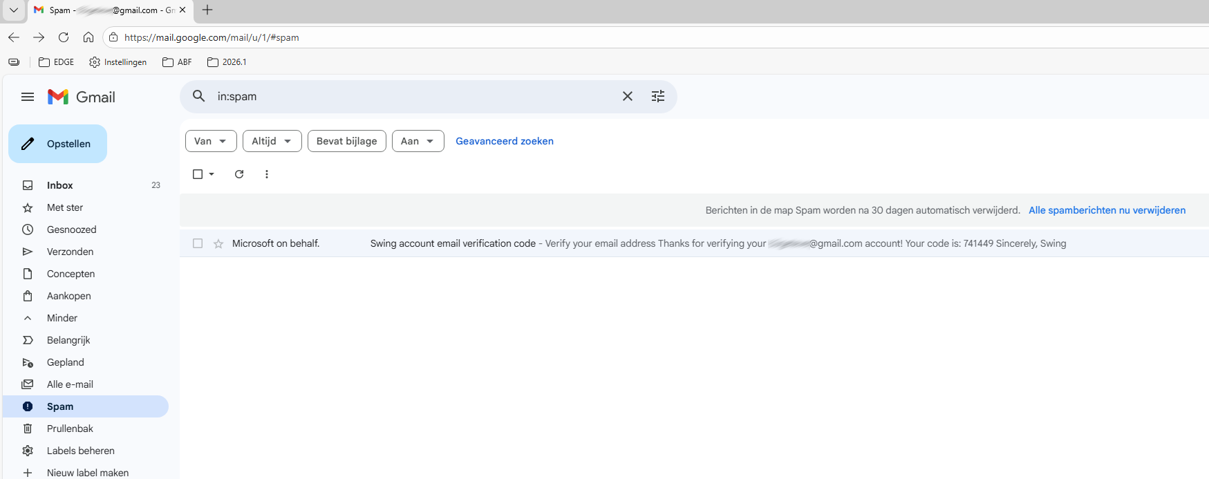 overzicht spam mails in gmail