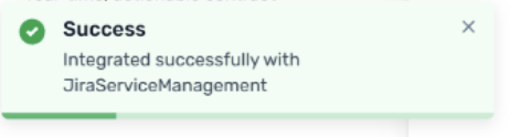 Integration successful confirmation banner