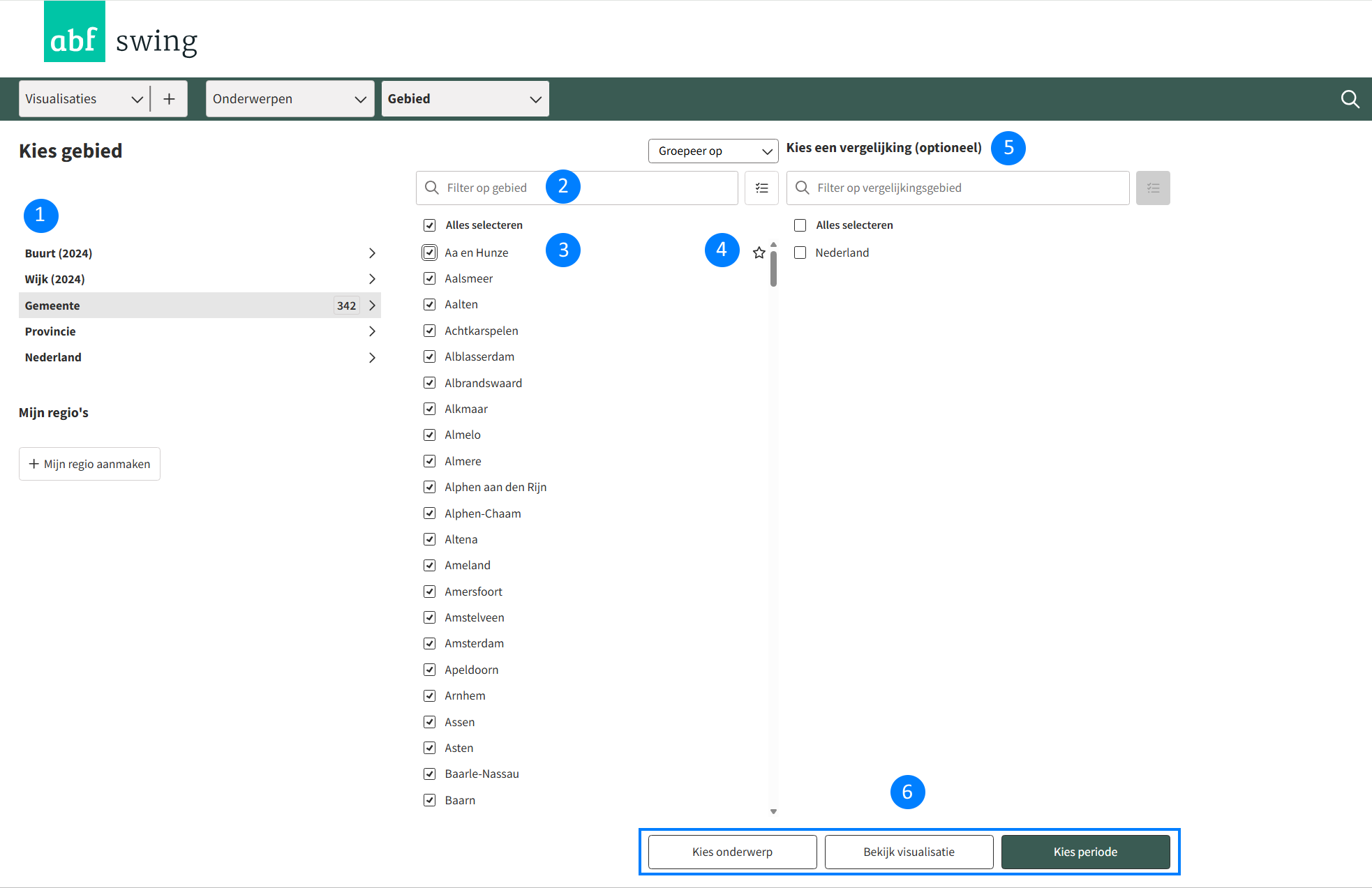 Kies één of meerdere gebieden