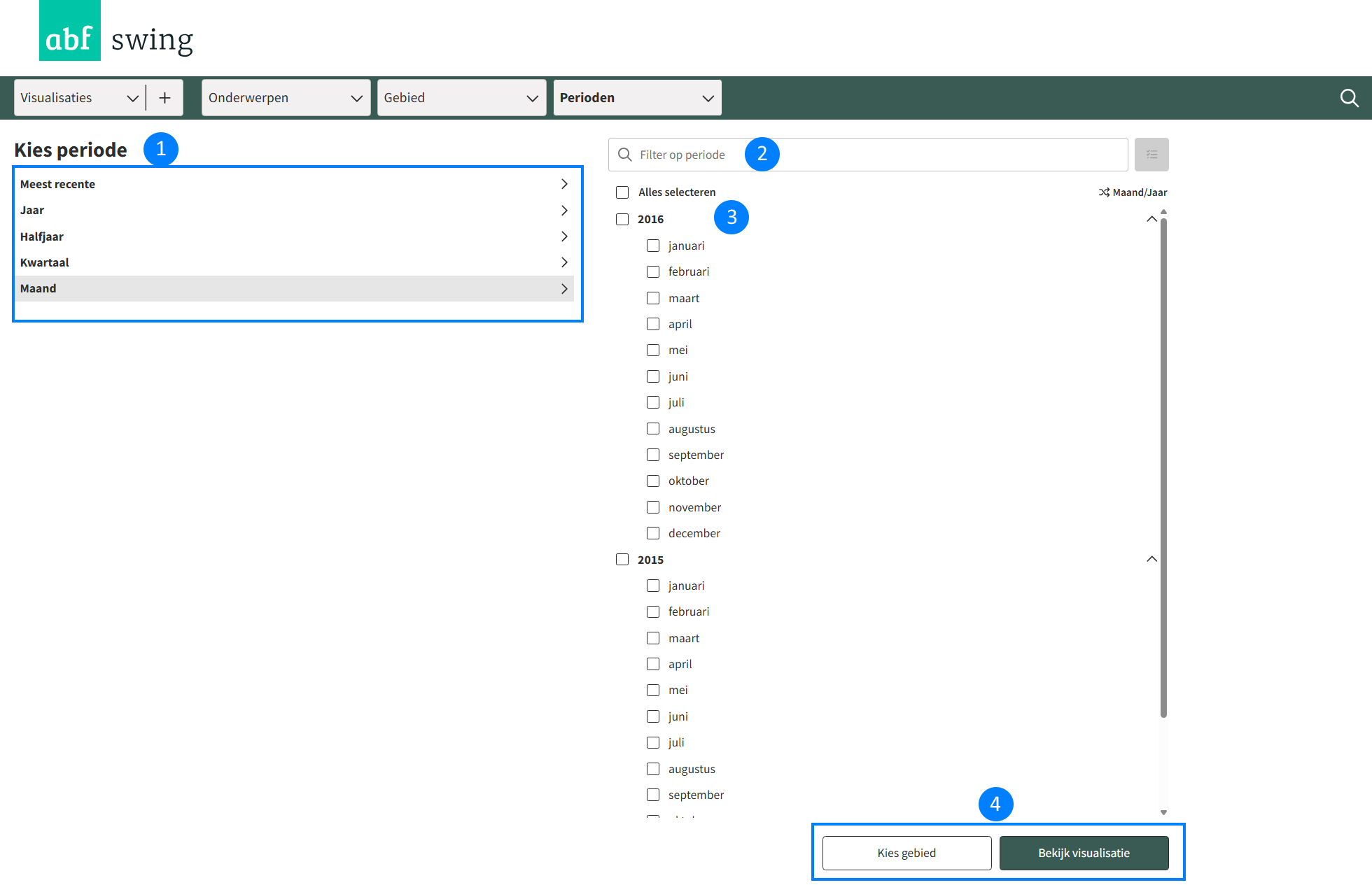 Kies één of meerdere perioden