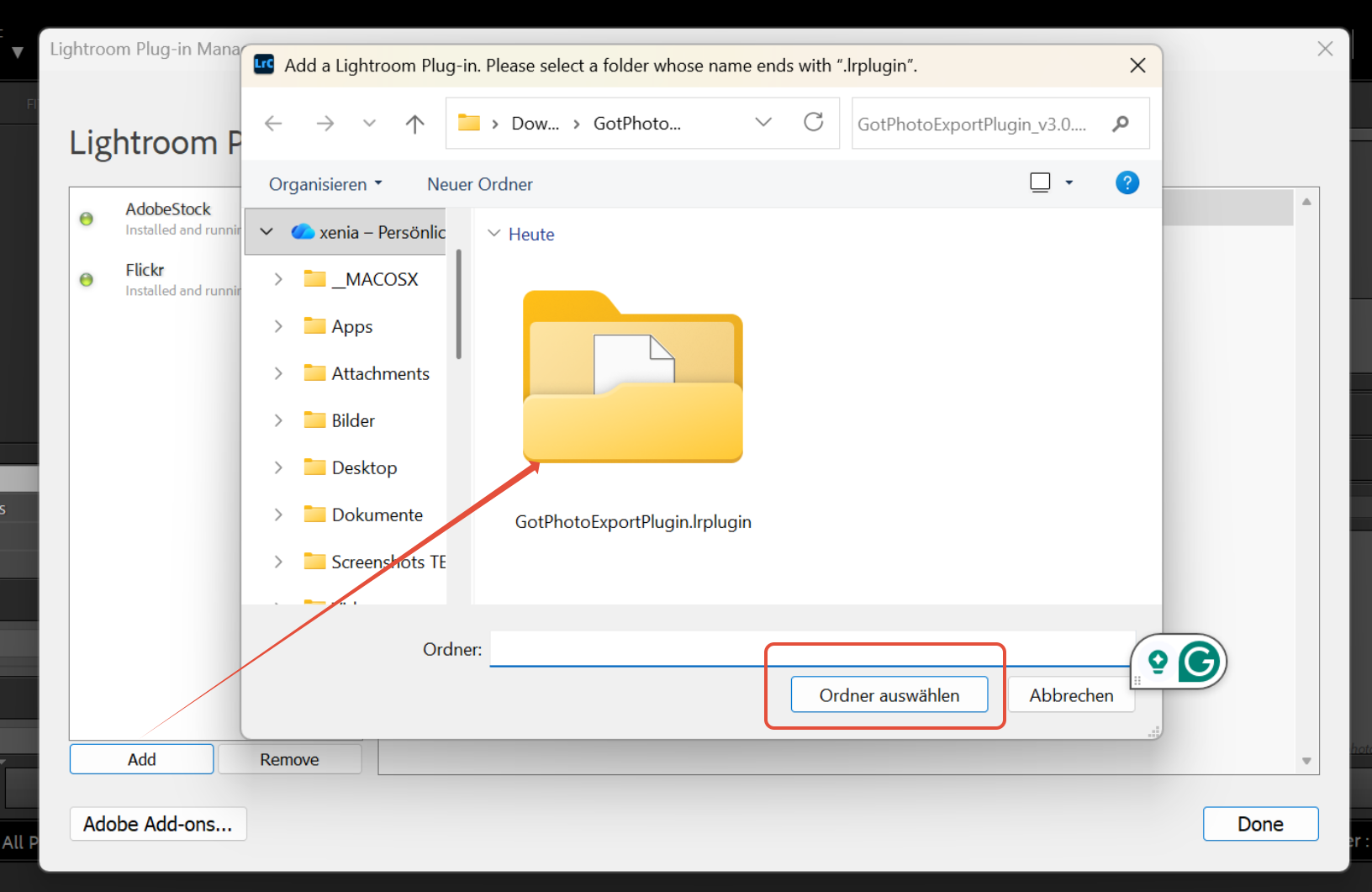 Select  the GotPhoto plugin