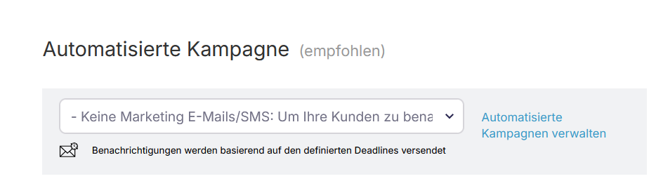 Option zum Entfernen der Kampagne und Speichern der Einstellungen.