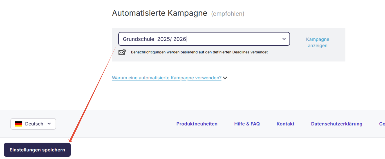 Duplizierte Kampagne hinzufügen und speichern.