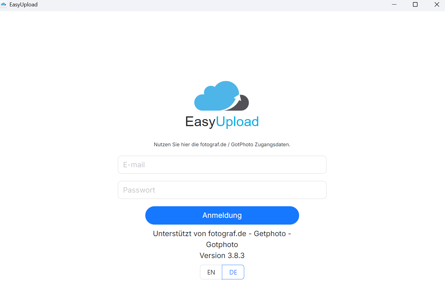 Login-Bereich von EasyUpload