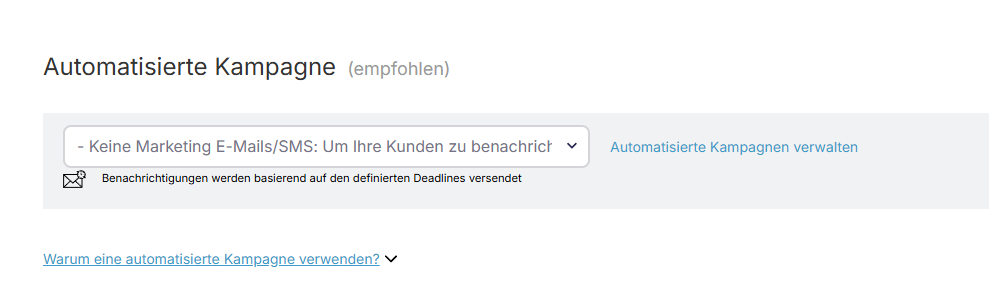 Kampagne entfernen und Einstellungen speichern.