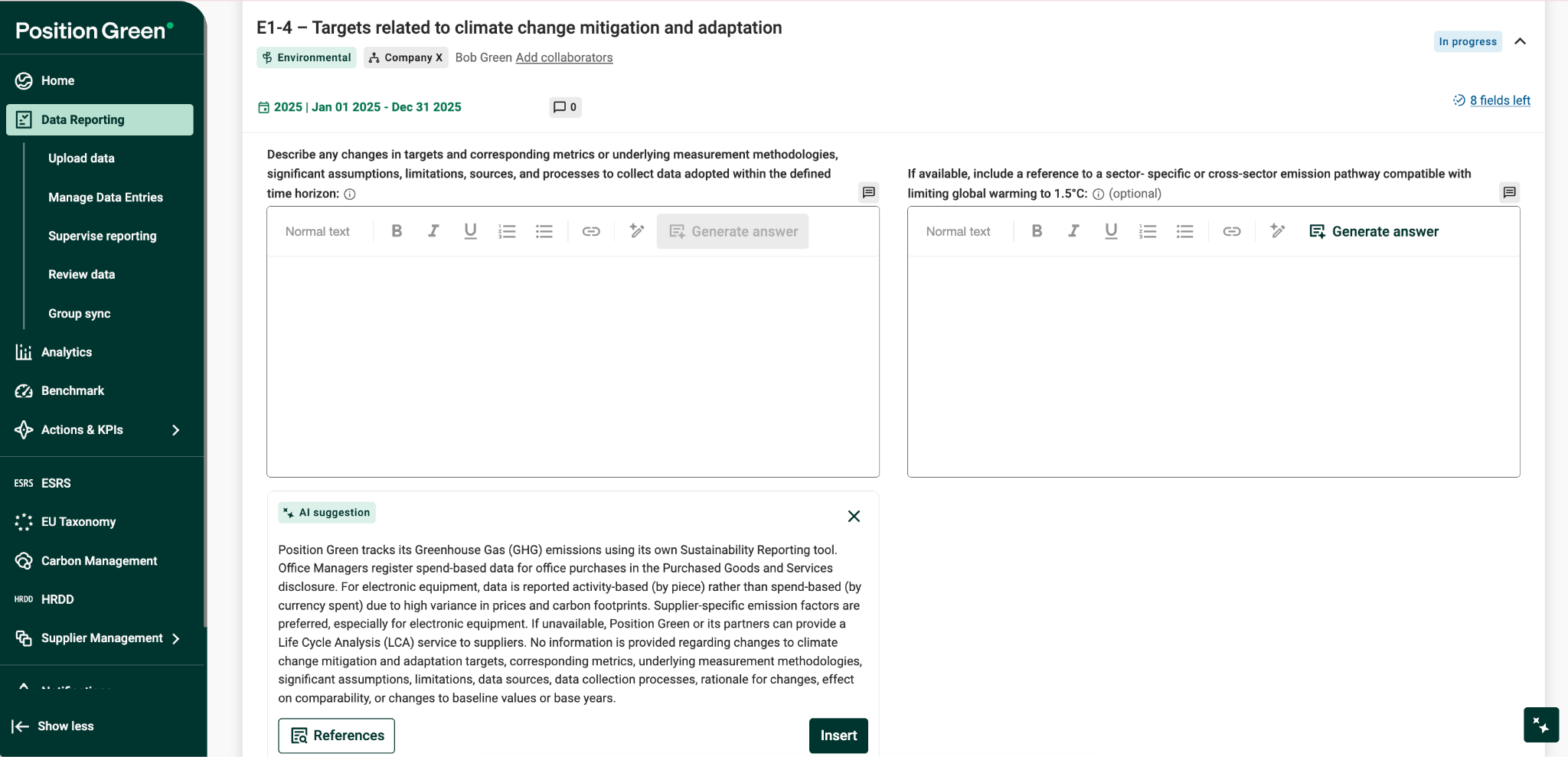 Review AI suggested answers