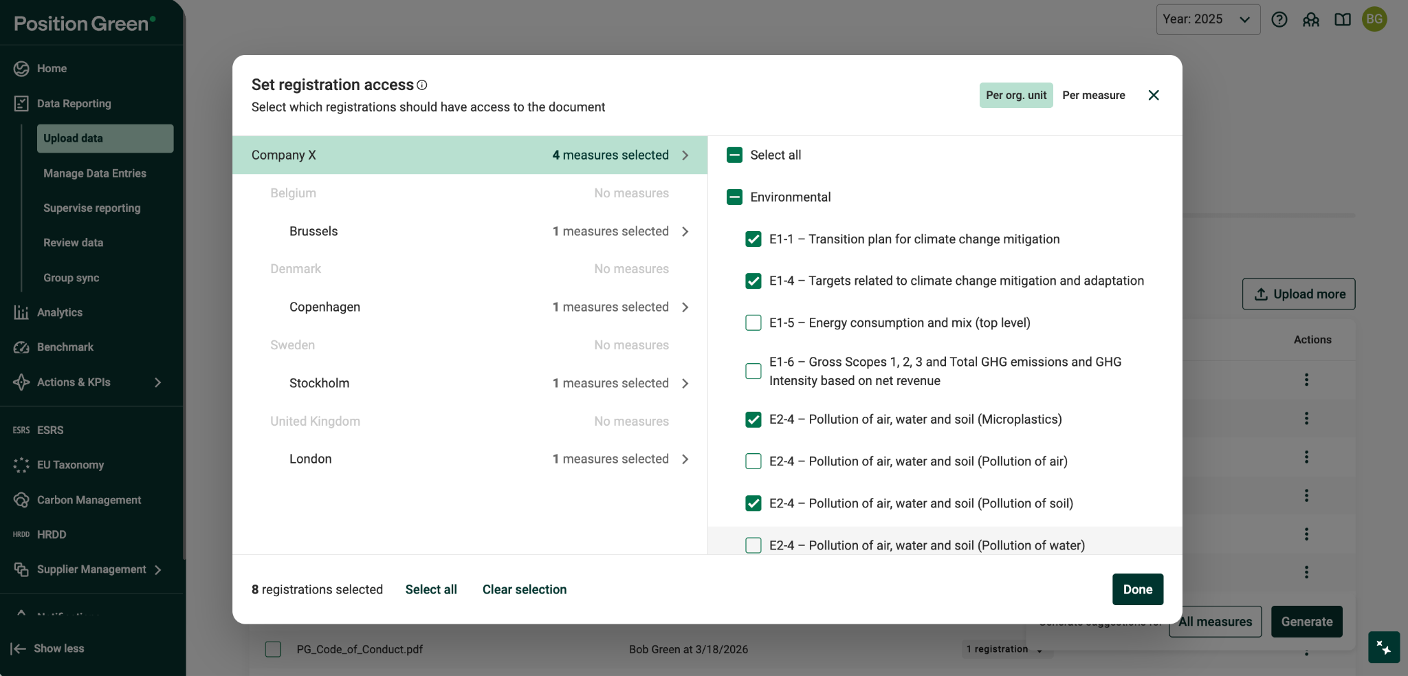 Assign documents to relevant measures