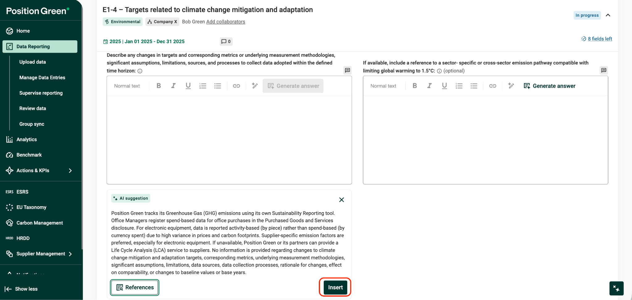 Insert and edit AI-generated responses
