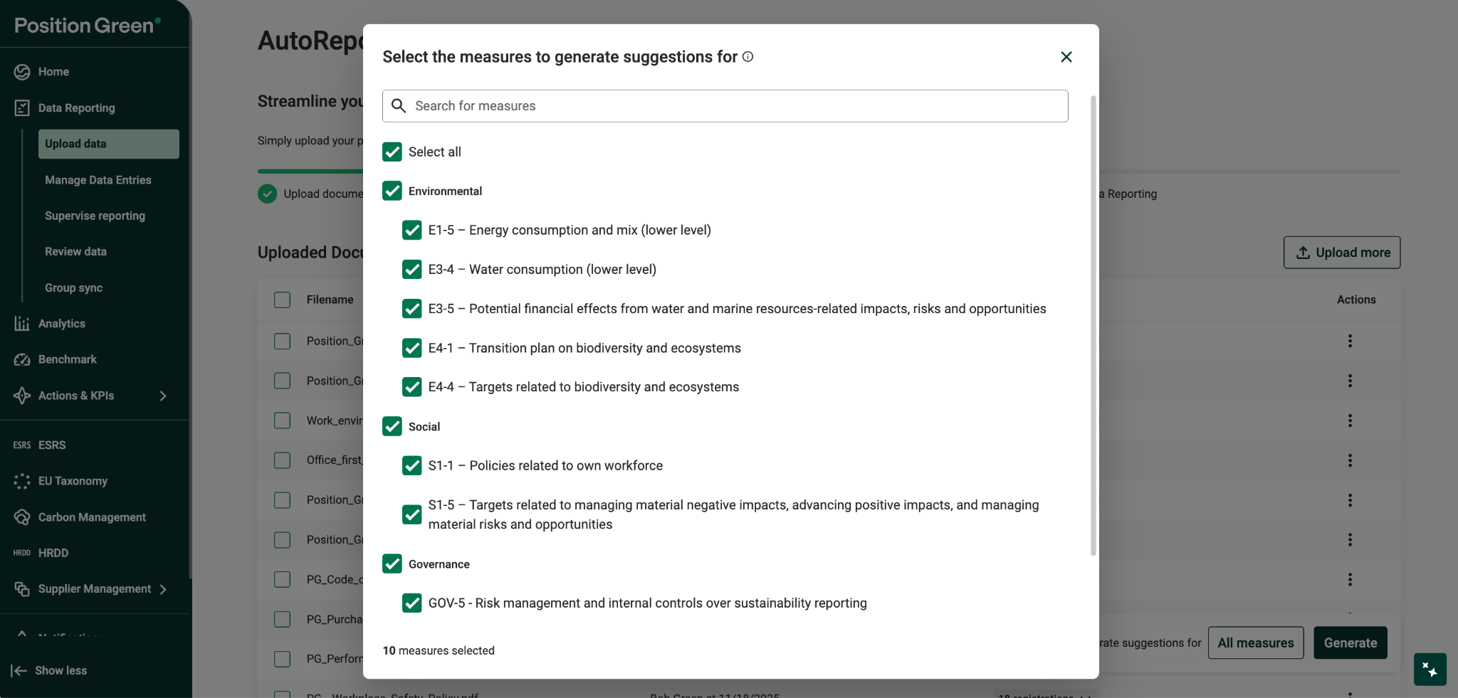 Select ESG aspects