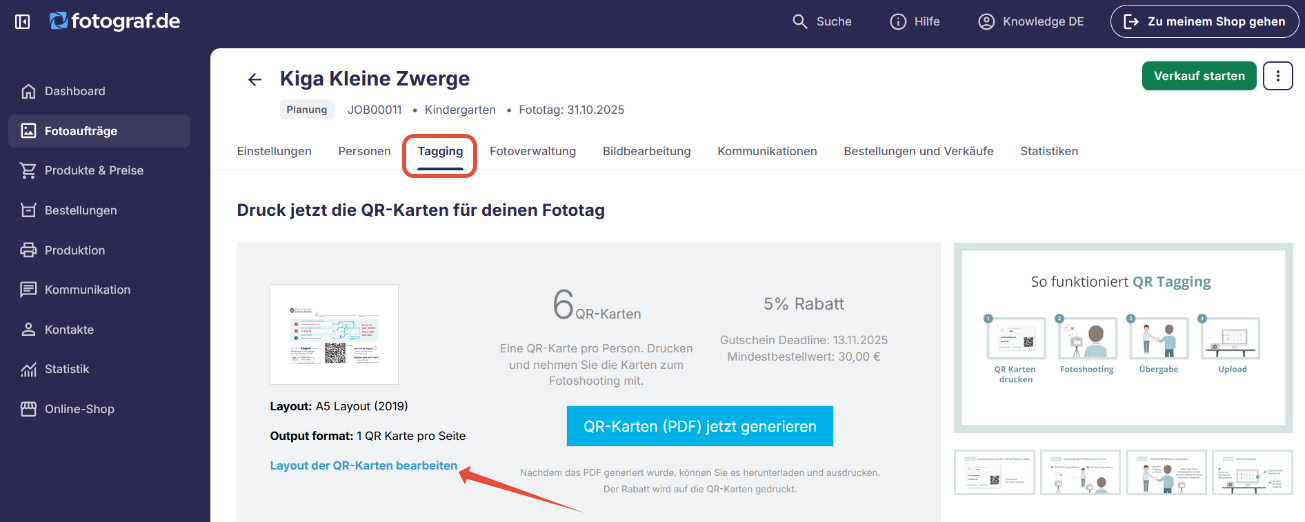 Layout der QR-Karten bearbeiten
