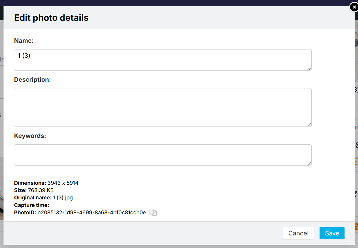 Renaming photo option screenshot 2
