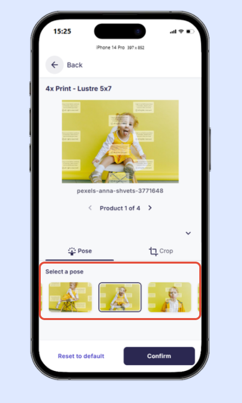 Product image  selection within Package that allows photos from multiple access codes