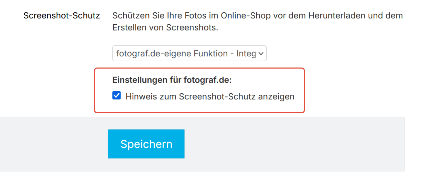 Screenshot-Schutz mit Hinweisdialog
