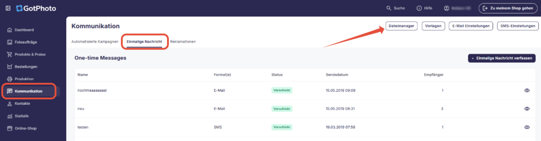 Datei-Manager mit Upload-Option