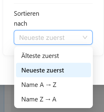Sortieroptionen in EasyUpload