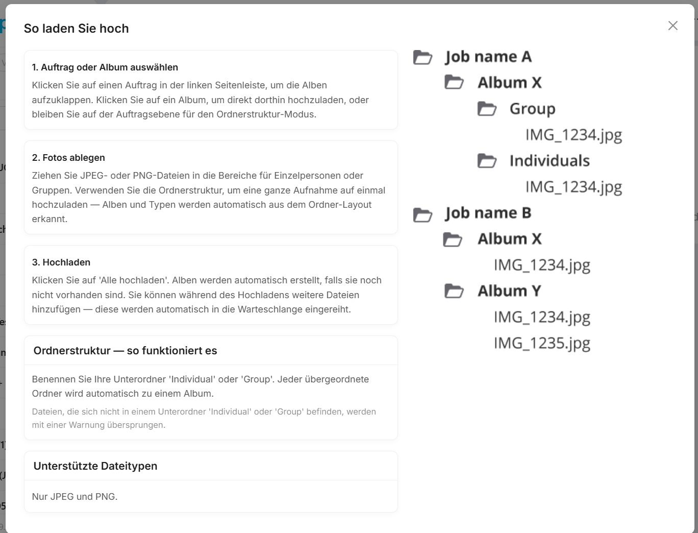 Hilfebereich von EasyUpload