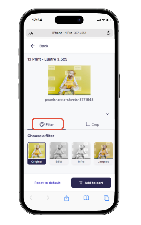 SCreenshot showing available photo effects in the new shop.