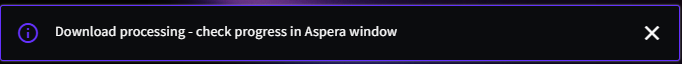 The Aspera transfer pop-up notification