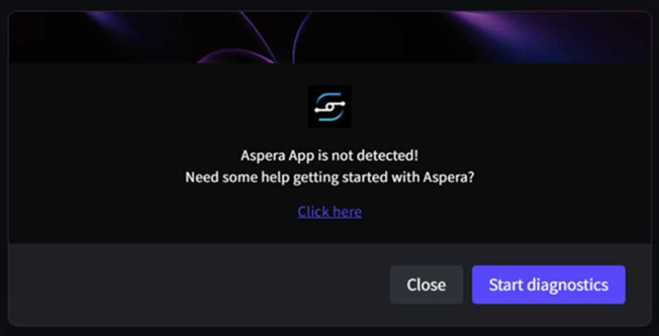 The Aspera App is not detected message