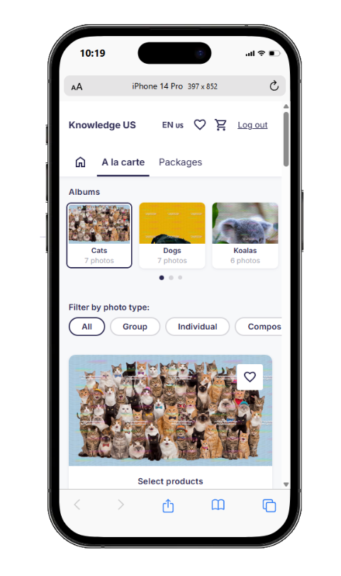 Mobile album view in new shop