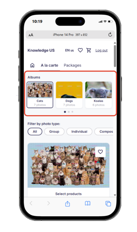 Album view for global access code in the new shop