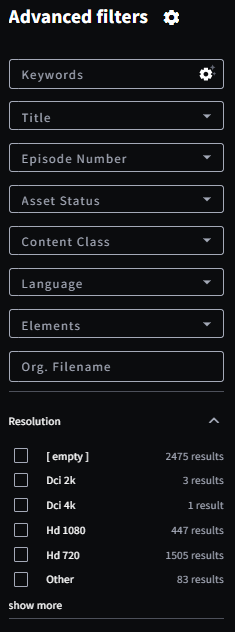 Advanced Filters panel with several filters applied