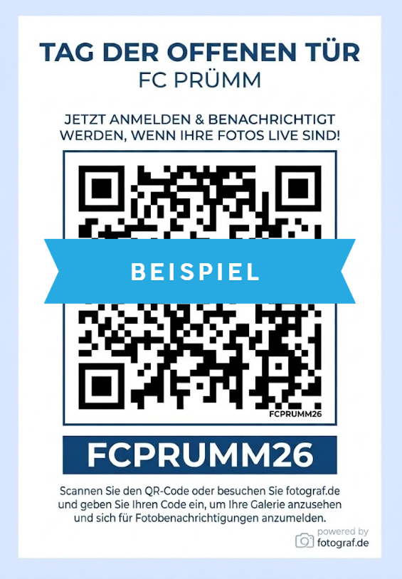 Veranstaltungsflyer mit QR-Code.