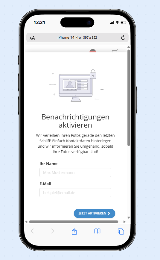 Anmeldung für Galeriebenachrichtigungen.
